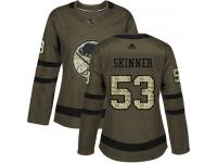 #53 Adidas Authentic Jeff Skinner Women's Green NHL Jersey - Buffalo Sabres Salute to Service