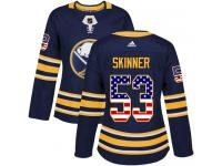 #53 Adidas Authentic Jeff Skinner Women's Navy Blue NHL Jersey - Buffalo Sabres USA Flag Fashion