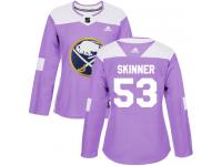 #53 Adidas Authentic Jeff Skinner Women's Purple NHL Jersey - Buffalo Sabres Fights Cancer Practice