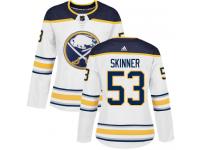 #53 Adidas Authentic Jeff Skinner Women's White NHL Jersey - Away Buffalo Sabres