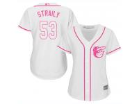 #53 Authentic Dan Straily White Baseball Women's Jersey Baltimore Orioles Fashion Cool Base