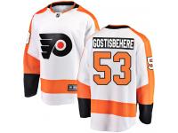 #53 Breakaway Shayne Gostisbehere White NHL Away Men's Jersey Philadelphia Flyers