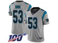 #53 Limited Brian Burns Silver Football Men's Jersey Carolina Panthers Inverted Legend Vapor Rush 100th Season