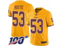 #53 Limited Jon Bostic Gold Football Men's Jersey Washington Redskins Rush Vapor Untouchable 100th Season