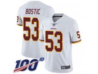 #53 Limited Jon Bostic White Football Road Men's Jersey Washington Redskins Vapor Untouchable 100th Season