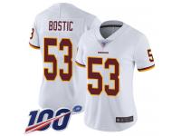 #53 Limited Jon Bostic White Football Road Women's Jersey Washington Redskins Vapor Untouchable 100th Season