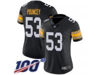 #53 Limited Maurkice Pouncey Black Football Alternate Women's Jersey Pittsburgh Steelers Vapor Untouchable 100th Season