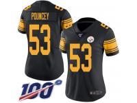 #53 Limited Maurkice Pouncey Black Football Women's Jersey Pittsburgh Steelers Rush Vapor Untouchable 100th Season