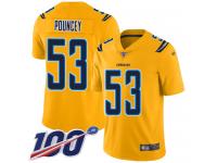 #53 Limited Mike Pouncey Gold Football Youth Jersey Los Angeles Chargers Inverted Legend 100th Season