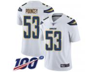 #53 Limited Mike Pouncey White Football Road Men's Jersey Los Angeles Chargers Vapor Untouchable 100th Season