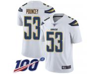 #53 Limited Mike Pouncey White Football Road Youth Jersey Los Angeles Chargers Vapor Untouchable 100th Season