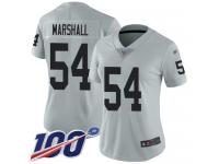 #54 Limited Brandon Marshall Silver Football Women's Jersey Oakland Raiders Inverted Legend 100th Season