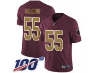 #55 Limited Cole Holcomb Burgundy Red Football Alternate Youth Jersey Washington Redskins Vapor Untouchable 100th Season 80th Anniversary