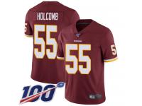 #55 Limited Cole Holcomb Burgundy Red Football Home Men's Jersey Washington Redskins Vapor Untouchable 100th Season