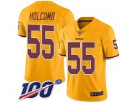 #55 Limited Cole Holcomb Gold Football Men's Jersey Washington Redskins Rush Vapor Untouchable 100th Season