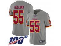 #55 Limited Cole Holcomb Gray Football Men's Jersey Washington Redskins Inverted Legend 100th Season