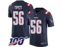 #56 Limited Andre Tippett Navy Blue Football Youth Jersey New England Patriots Rush Vapor Untouchable 100th Season