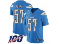 #57 Limited Jatavis Brown Electric Blue Football Alternate Youth Jersey Los Angeles Chargers Vapor Untouchable 100th Season