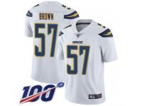 #57 Limited Jatavis Brown White Football Road Youth Jersey Los Angeles Chargers Vapor Untouchable 100th Season