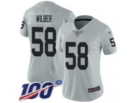 #58 Limited Kyle Wilber Silver Football Women's Jersey Oakland Raiders Inverted Legend 100th Season