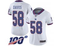 #58 Limited Tae Davis White Football Women's Jersey New York Giants Rush Vapor Untouchable 100th Season