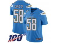 #58 Limited Thomas Davis Sr Electric Blue Football Alternate Youth Jersey Los Angeles Chargers Vapor Untouchable 100th Season