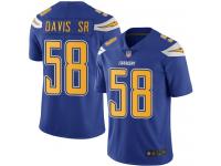 #58 Limited Thomas Davis Sr Electric Blue Football Youth Jersey Los Angeles Chargers Rush Vapor Untouchable