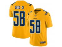 #58 Limited Thomas Davis Sr Gold Football Youth Jersey Los Angeles Chargers Inverted Legend