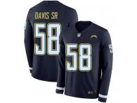 #58 Limited Thomas Davis Sr Navy Blue Football Youth Jersey Los Angeles Chargers Therma Long Sleeve