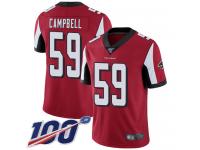 #59 Limited De'Vondre Campbell Red Football Home Men's Jersey Atlanta Falcons Vapor Untouchable 100th Season