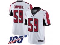 #59 Limited De'Vondre Campbell White Football Road Men's Jersey Atlanta Falcons Vapor Untouchable 100th Season