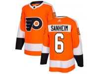 #6 Authentic Travis Sanheim Orange Adidas NHL Home Men's Jersey Philadelphia Flyers