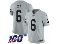 #6 Limited A.J. Cole Silver Football Men's Jersey Oakland Raiders Inverted Legend 100th Season
