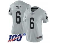 #6 Limited A.J. Cole Silver Football Women's Jersey Oakland Raiders Inverted Legend 100th Season