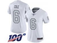 #6 Limited A.J. Cole White Football Women's Jersey Oakland Raiders Rush Vapor Untouchable 100th Season