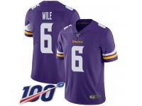 #6 Limited Matt Wile Purple Football Home Men's Jersey Minnesota Vikings Vapor Untouchable 100th Season