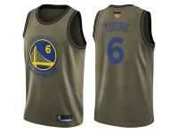 #6 Swingman Nick Young Green Basketball Youth Jersey Golden State Warriors Salute to Service 2019 Basketball Finals Bound