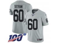 #60 Limited Otis Sistrunk Silver Football Men's Jersey Oakland Raiders Inverted Legend 100th Season