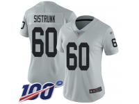 #60 Limited Otis Sistrunk Silver Football Women's Jersey Oakland Raiders Inverted Legend 100th Season