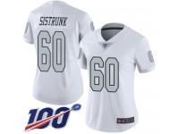 #60 Limited Otis Sistrunk White Football Women's Jersey Oakland Raiders Rush Vapor Untouchable 100th Season