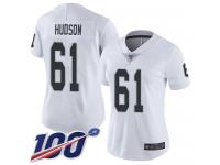 #61 Limited Rodney Hudson White Football Road Women's Jersey Oakland Raiders Vapor Untouchable 100th Season