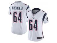 #64 Limited Hjalte Froholdt White Football Road Women's Jersey New England Patriots Vapor Untouchable
