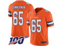 #65 Limited Gary Zimmerman Orange Football Youth Jersey Denver Broncos Rush Vapor Untouchable 100th Season