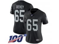 #65 Limited Jordan Devey Black Football Home Women's Jersey Oakland Raiders Vapor Untouchable 100th Season