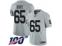 #65 Limited Jordan Devey Silver Football Men's Jersey Oakland Raiders Inverted Legend 100th Season