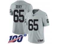 #65 Limited Jordan Devey Silver Football Youth Jersey Oakland Raiders Inverted Legend 100th Season