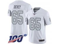 #65 Limited Jordan Devey White Football Men's Jersey Oakland Raiders Rush Vapor Untouchable 100th Season