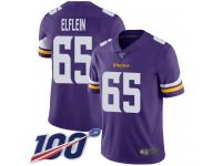 #65 Limited Pat Elflein Purple Football Home Men's Jersey Minnesota Vikings Vapor Untouchable 100th Season