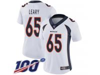 #65 Limited Ronald Leary White Football Road Women's Jersey Denver Broncos Vapor Untouchable 100th Season