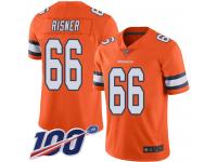 #66 Limited Dalton Risner Orange Football Men's Jersey Denver Broncos Rush Vapor Untouchable 100th Season